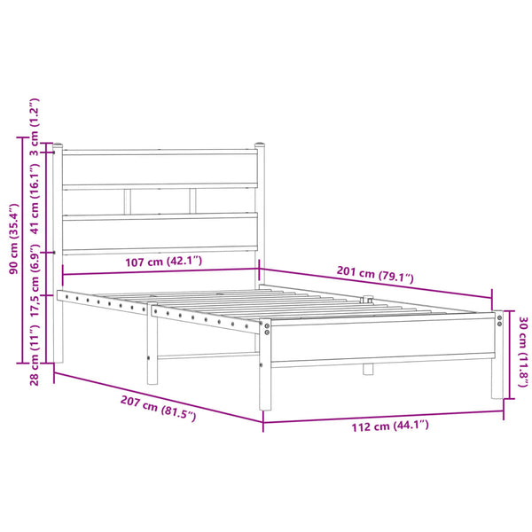 Bettgestell Sonoma-Eiche 107x203 cm