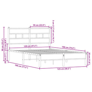 Bettgestell Sonoma-Eiche 120x190 cm ohne Matratze