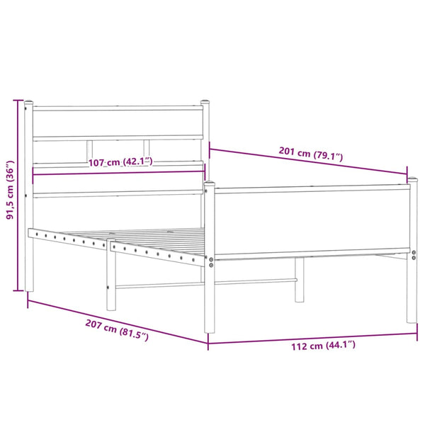 Bettgestell 107x200 cm Räuchereiche