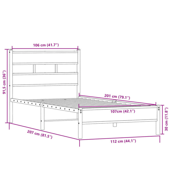 Bettgestell 107x200 cm Sonoma Eiche