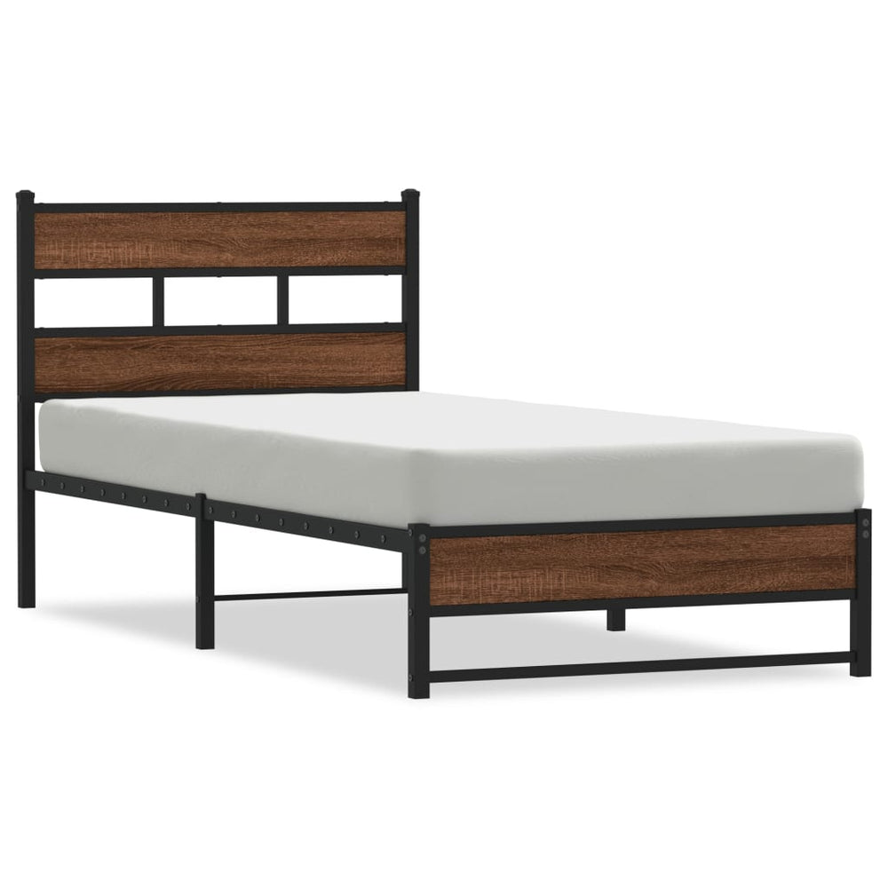 Metallbett 75x190 cm Eiche ohne Matratze