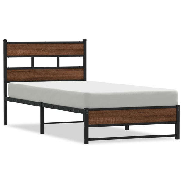 Metallbett 75x190 cm Eiche ohne Matratze