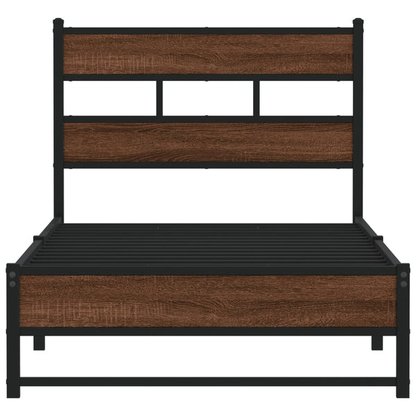 Metallbett 75x190 cm Eiche ohne Matratze