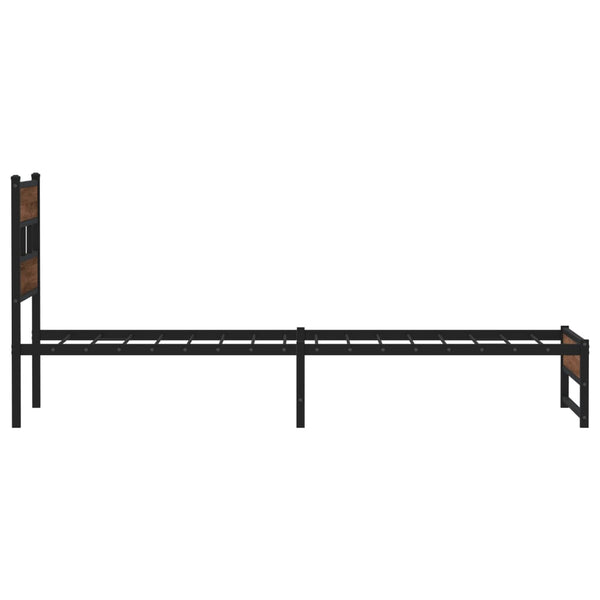 Metallbett 75x190 cm Eiche ohne Matratze