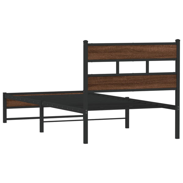 Metallbett 75x190 cm Eiche ohne Matratze