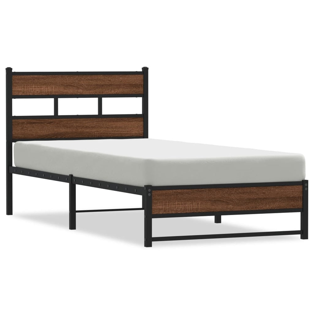 Metallbett Eichen-Optik 90x190 cm
