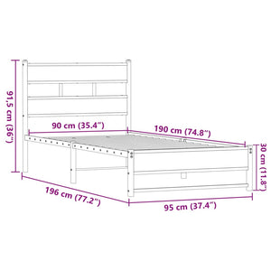 Metallbett Eichen-Optik 90x190 cm
