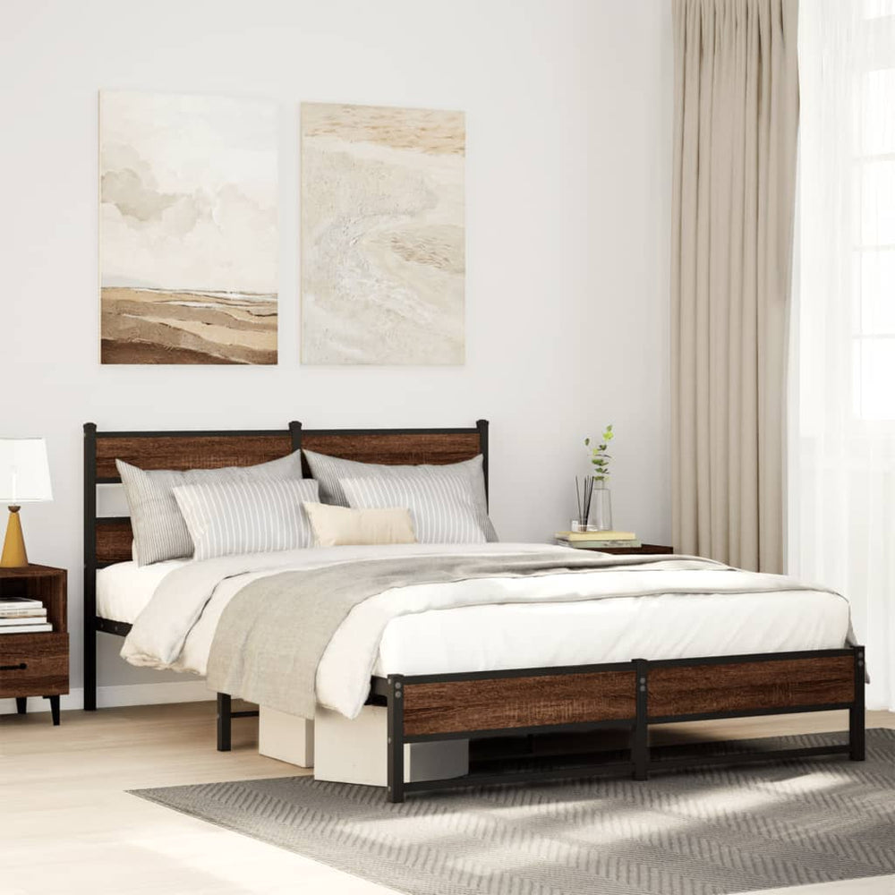 Metallbett 135x190 cm Eichen-Optik