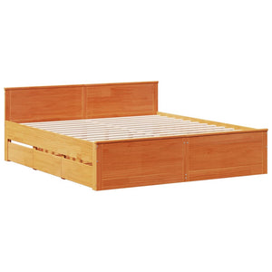 Massivholzbett 200x200 cm mit Kopfteil Braun