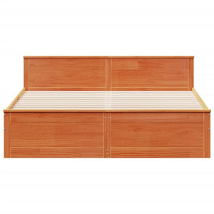 Massivholzbett 200x200 cm mit Kopfteil Braun