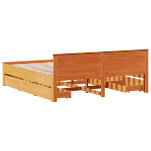 Massivholzbett 200x200 cm mit Kopfteil Braun