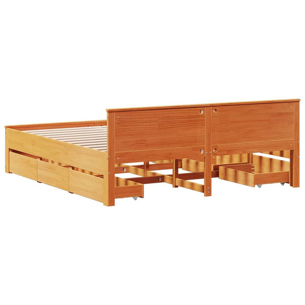 Massivholzbett 180x200 cm mit Kopfteil Braun