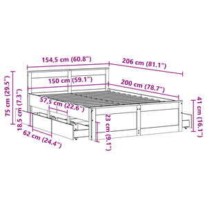 Massivholzbett Braun 150x200 cm