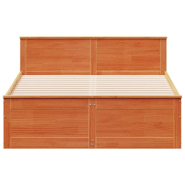 Massivholzbett 140x200 Braun mit Kopfteil