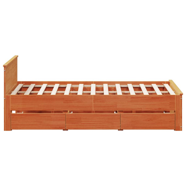 Massivholzbett 140x200 Braun mit Kopfteil