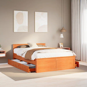Massivholzbett 140x200 Braun mit Kopfteil
