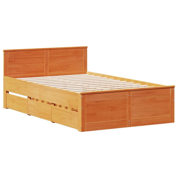 Massivholzbett 120x200 cm Braun mit Kopfteil