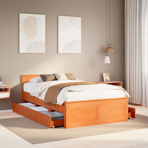 Massivholzbett 120x200 cm Braun mit Kopfteil