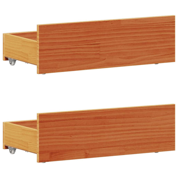 Massivholzbett 90x200 cm mit Kopfteil Wachsbraun
