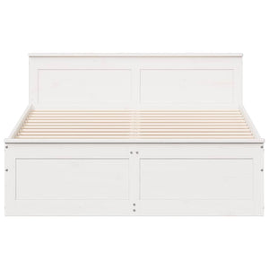 vidaXL Lit en bois massif sans matelas avec tête de lit Blanc 140x190 cm Pin