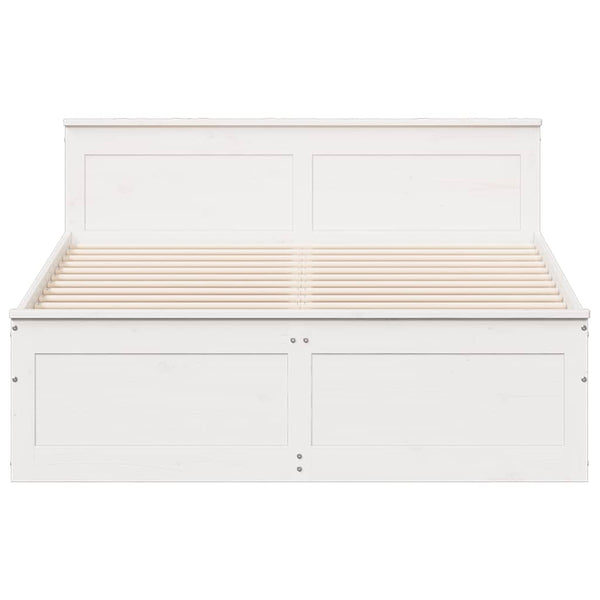 vidaXL Lit en bois massif sans matelas avec tête de lit Blanc 140x190 cm Pin