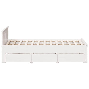 vidaXL Lit en bois massif sans matelas avec tête de lit Blanc 140x190 cm Pin