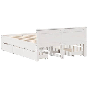 vidaXL Lit en bois massif sans matelas avec tête de lit Blanc 140x190 cm Pin