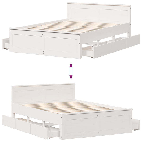 vidaXL Lit en bois massif sans matelas avec tête de lit Blanc 140x190 cm Pin