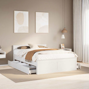 vidaXL Lit en bois massif sans matelas avec tête de lit Blanc 140x190 cm Pin