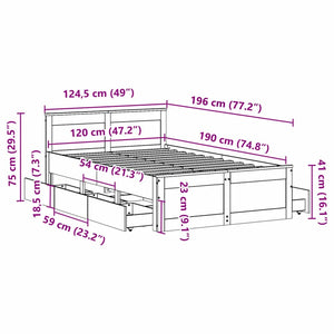Massivholzbett 120x190 cm Wachsbraun