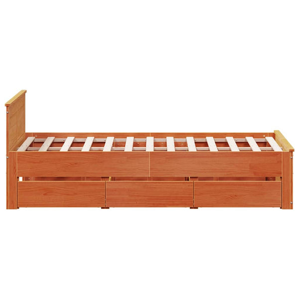 Massivholzbett 120x190 cm Wachsbraun