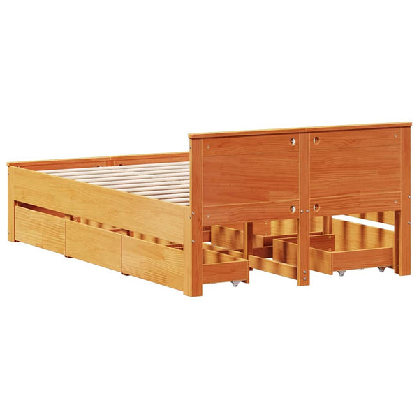 Massivholzbett 120x190 cm Wachsbraun