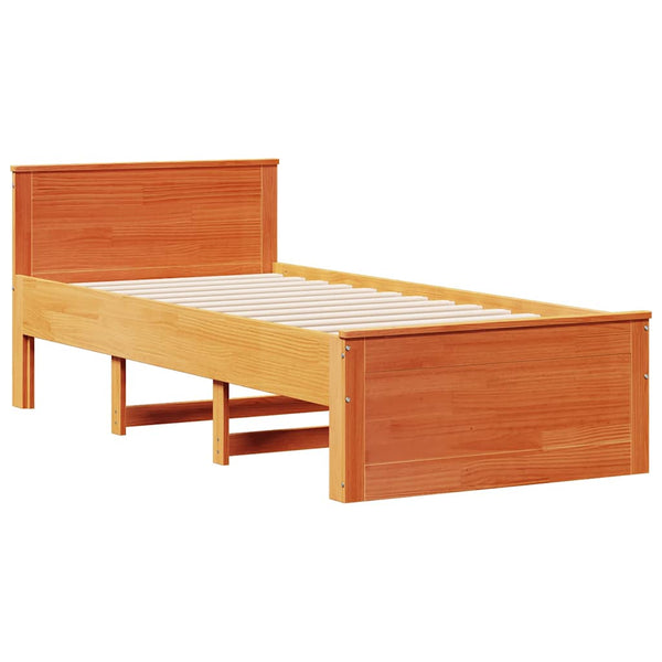 Massivholzbett 90x190 cm mit Kopfteil Wachsbraun