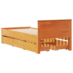 Massivholzbett 75x190 cm Wachsbraun