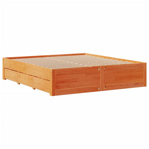 Massivholzbett 180x200 cm mit Schubladen Braun