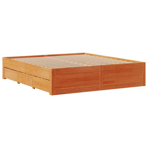 Massivholzbett 180x200 cm mit Schubladen Braun