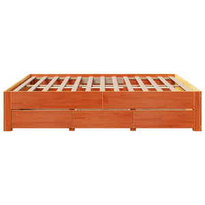 Massivholzbett 180x200 cm mit Schubladen Braun