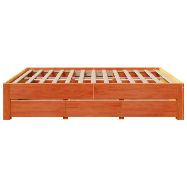 Massivholzbett 180x200 cm mit Schubladen Braun