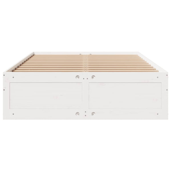 Massivholzbett 150x200 Weiß mit Schubladen