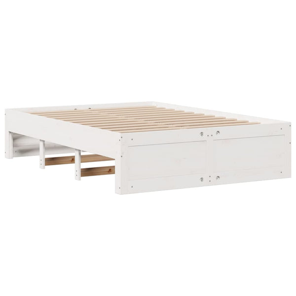 Massivholzbett 150x200 Weiß mit Schubladen