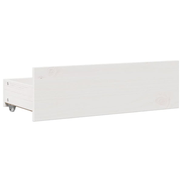 Massivholzbett 150x200 Weiß mit Schubladen