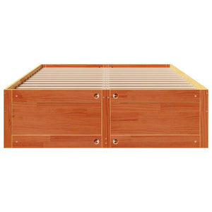 vidaXL Lit en bois massif sans matelas avec tiroirs Marron 150x200 cm