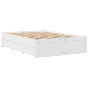 Holzbett 140x200 Weiß mit Schubladen