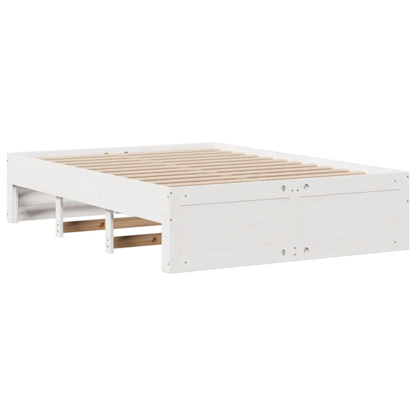 Holzbett 140x200 Weiß mit Schubladen