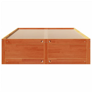 vidaXL Lit en bois massif sans matelas avec tiroirs Marron 140x200 cm