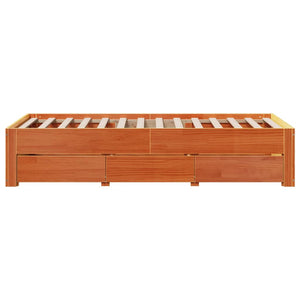 Massivholzbett 90x200 cm mit Schubladen Braun