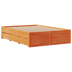 vidaXL Lit en bois massif sans matelas avec tiroirs Marron 140x190 cm