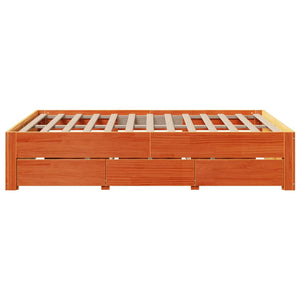 vidaXL Lit en bois massif sans matelas avec tiroirs Marron 140x190 cm
