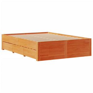 vidaXL Lit en bois massif sans matelas avec tiroirs Marron 140x190 cm