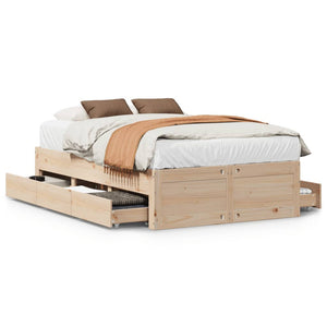 Massivholzbett 135x190 cm mit Schubladen